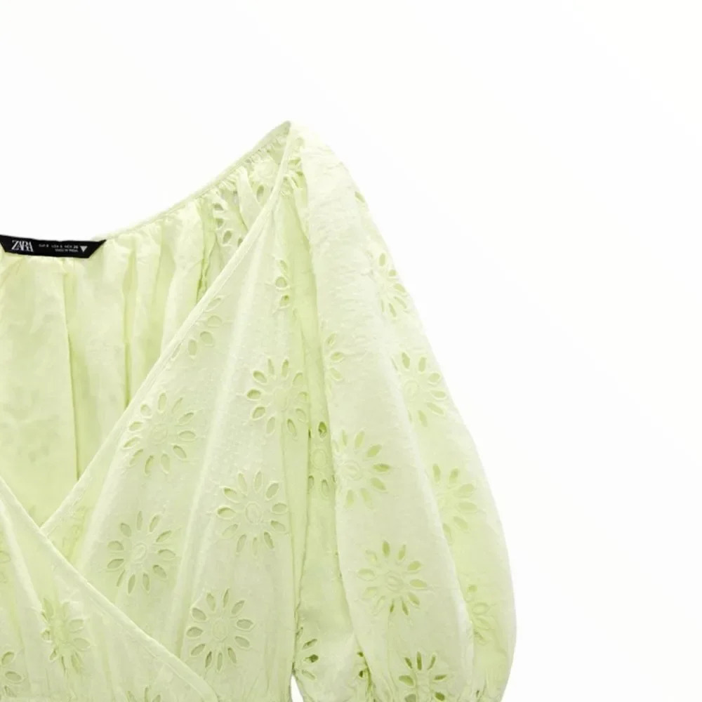 ZARA | Light Yellow | OPENWORK EMBROIDERED DRESS - Picture 4 of 13